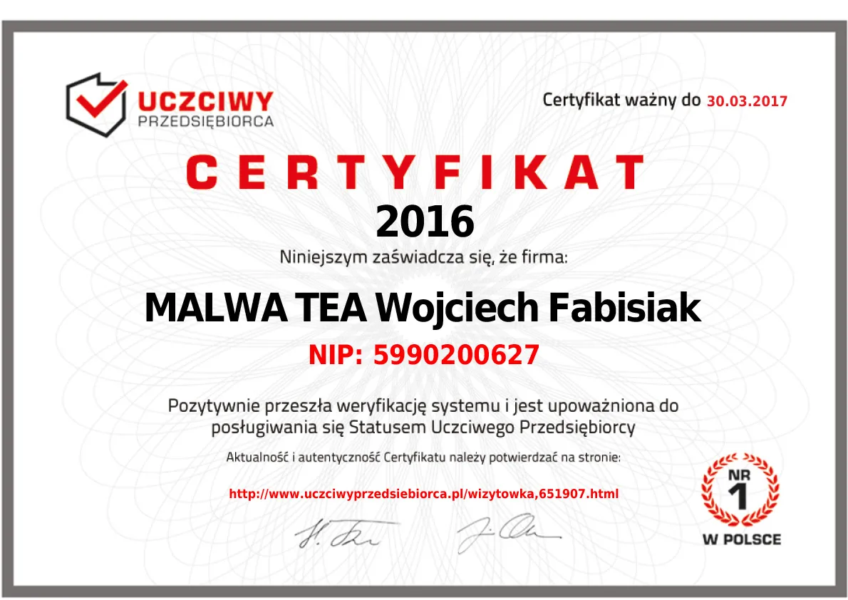 Malwa Tea - Uczciwy Przedsiębiorca